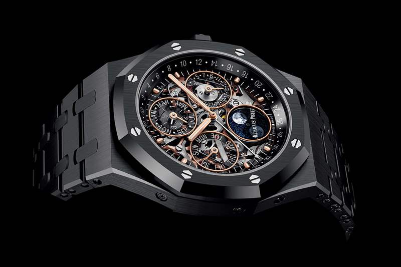 愛彼皇家橡樹萬年歷鏤空黑色陶瓷腕表-復(fù)刻表